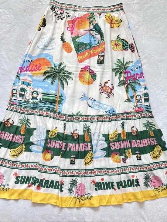 RACHEL ZOE Sunshine Paradise Tiered Maxi Skirt--NWT--M - Picture 10 of 12